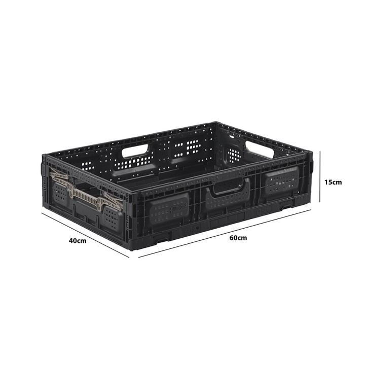 Lot de bacs de rangement pliables en plastique noir