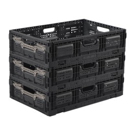 Lot de bacs de rangement pliables en plastique noir
