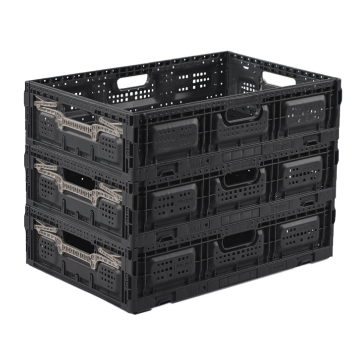 Lot de bacs de rangement pliables en plastique noir