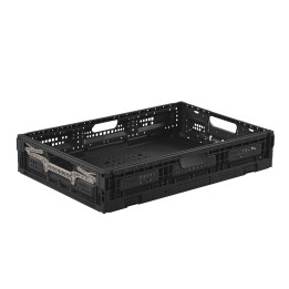 Lot de bacs de rangement pliables en plastique noir