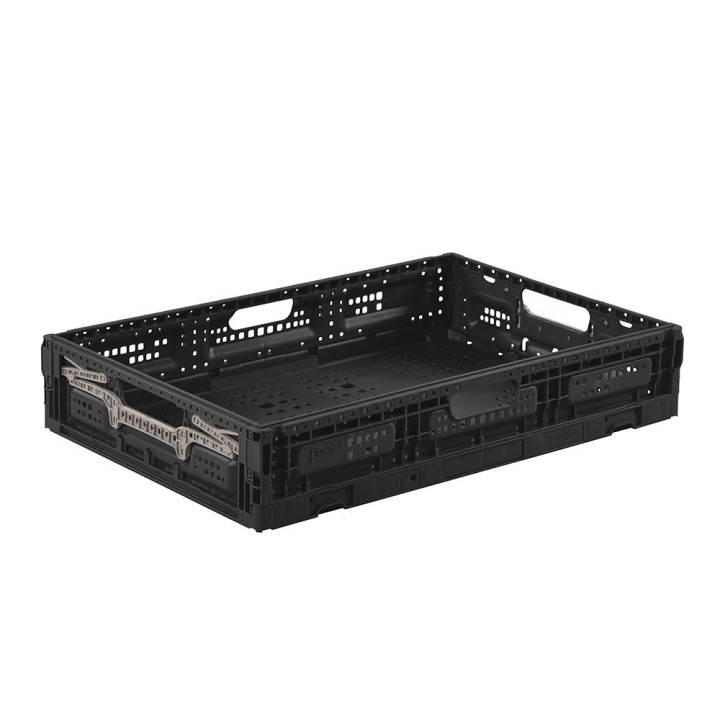 Lot de bacs de rangement pliables en plastique noir