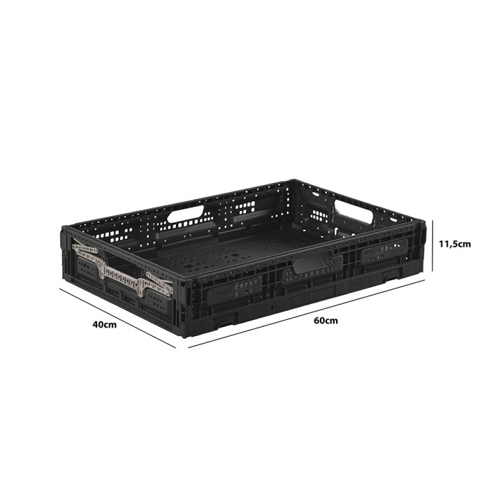 Lot de bacs de rangement pliables en plastique noir