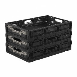 Lot de bacs de rangement pliables en plastique noir