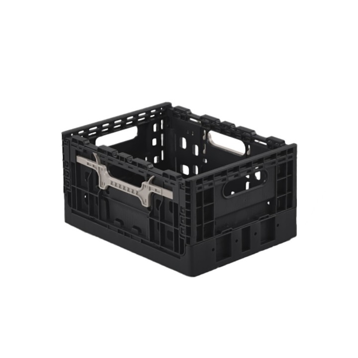 Lot de bacs de rangement pliables en plastique noir
