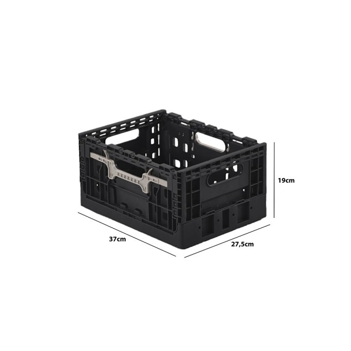 Lot de bacs de rangement pliables en plastique noir