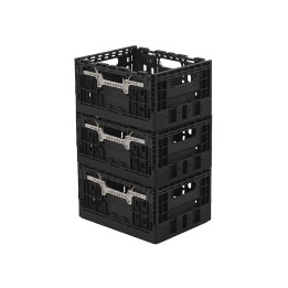 Lot de bacs de rangement pliables en plastique noir