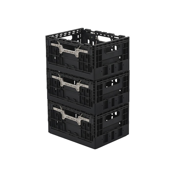 Lot de bacs de rangement pliables en plastique noir