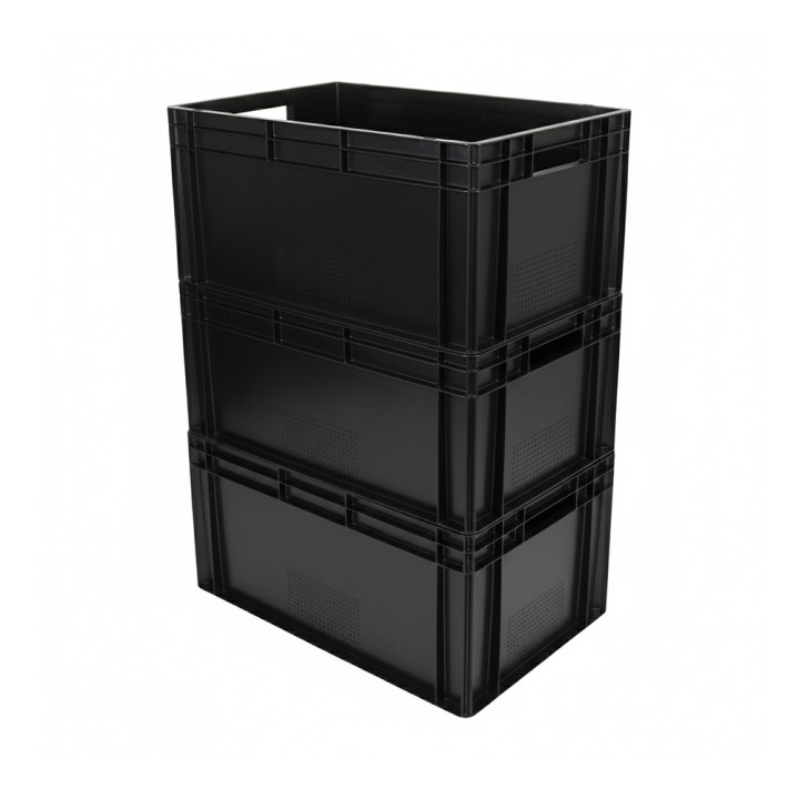 Lot de bacs gerbables en plastique noir