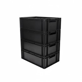 Lot de bacs gerbables en plastique noir