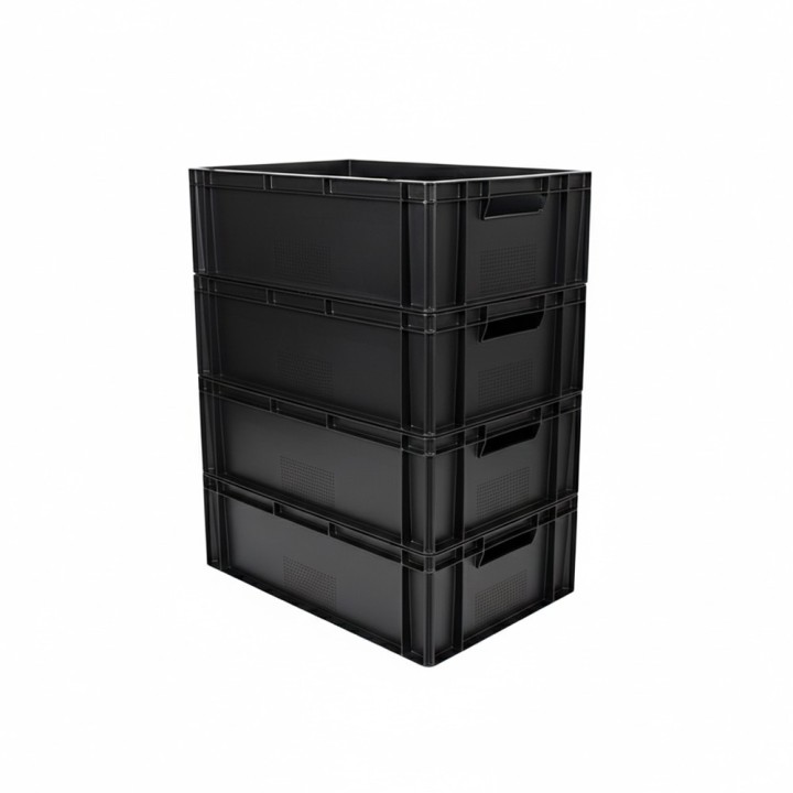 Lot de bacs gerbables en plastique noir