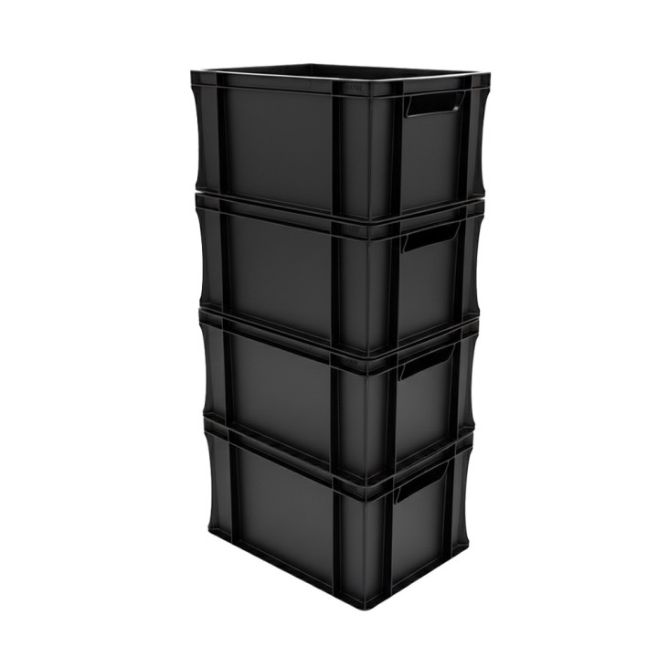 Lot de bacs gerbables en plastique noir