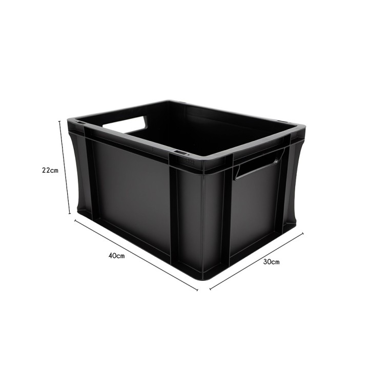 Lot de bacs gerbables en plastique noir