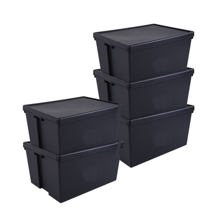 Lot de boîtes stockage en plastique noir