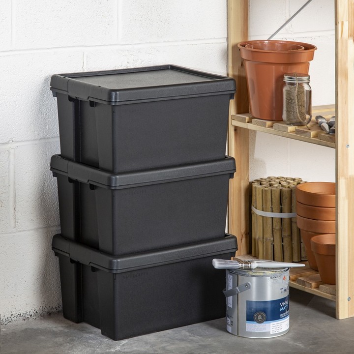Lot de boîtes stockage en plastique noir