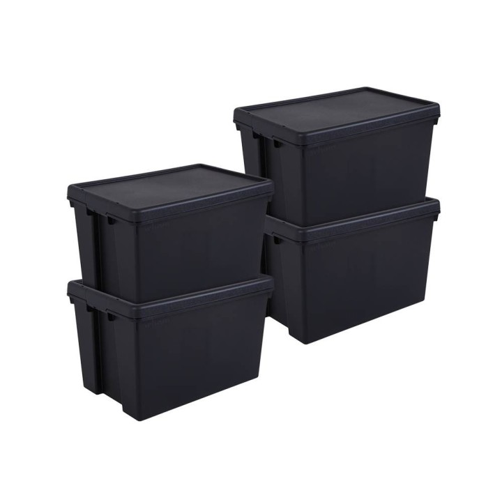 Lot de boîtes stockage en plastique noir