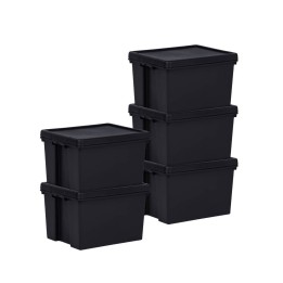 Lot de boîtes stockage en plastique noir