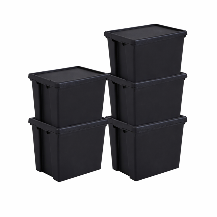 Lot de boîtes stockage en plastique noir