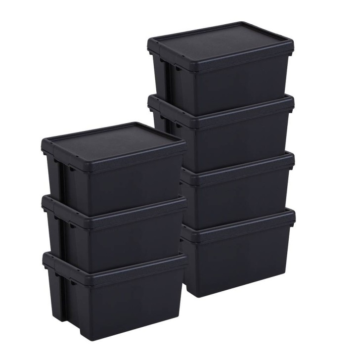 Lot de boîtes stockage en plastique noir