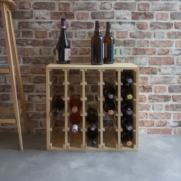 Range-bouteilles 25 bouteilles en bois 53 x 25 x 53 cm