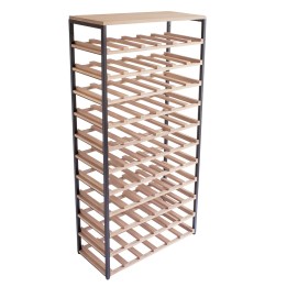 Range-bouteilles 66 bouteilles en métal et bois 58 x 25 x 121 cm