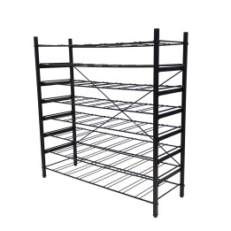 Range-bouteilles 64 bouteilles en métal noir 78,5 x 26 x 80 cm