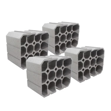 Lot de 4 casiers à bouteilles en polystyrène gris