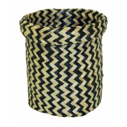 Panier en fibre naturelle motif ethnique zigzag