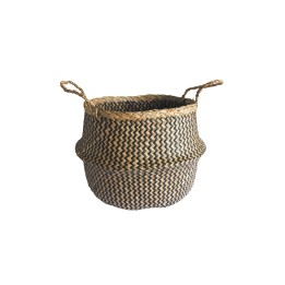 Panier cloche en fibre naturelle motif ethnique zigzag