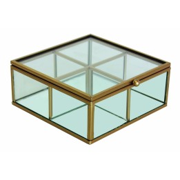 Boîte à bijoux en verre dorée 15x15x5,5 cm