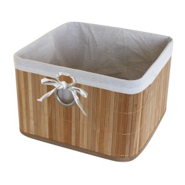 Panier de rangement en polycoton et bambou 31x31x20 cm