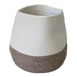 Panier en corde bicolore blanc et gris