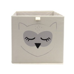 Cube de rangement en polycoton motif hibou