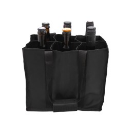 Sac range-bouteilles en polyester noir 6 bouteilles