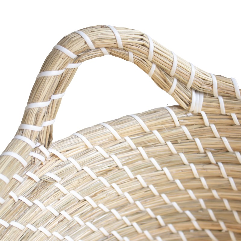 Detail of Panier en paille naturelle blanc