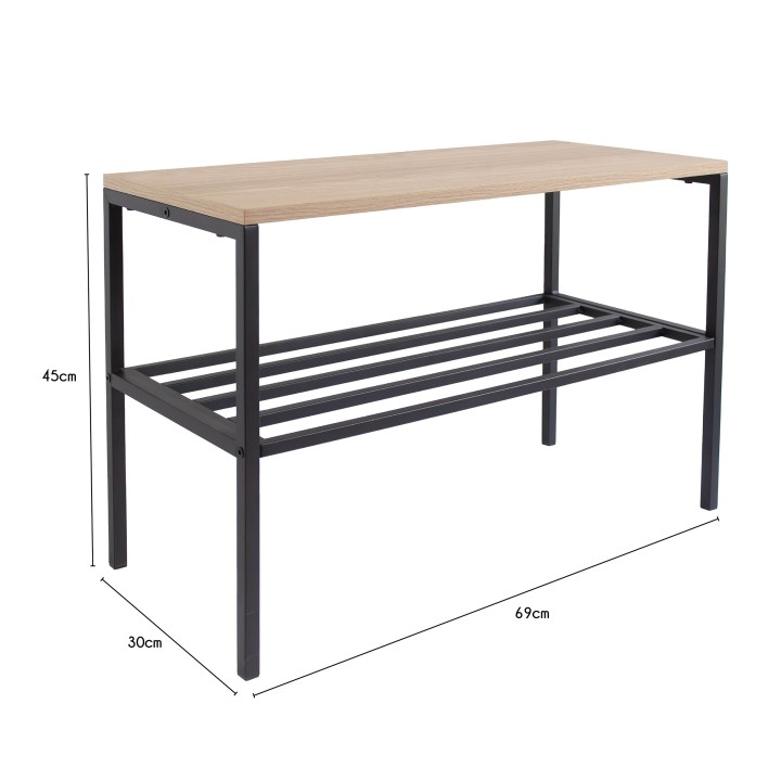 Banc range chaussure en métal noir