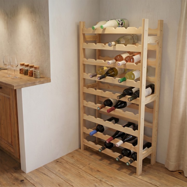 Range-bouteilles en pin 54 bouteilles