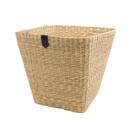 Panier en jacinthe d'eau avec poignées effet cuir