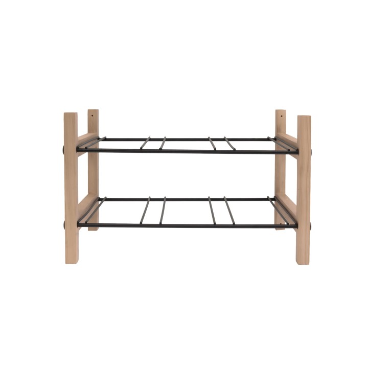 Range-bouteilles en bois et métal