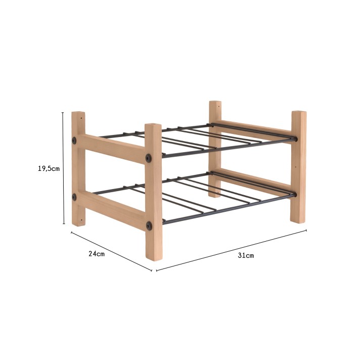 Range-bouteilles en bois et métal