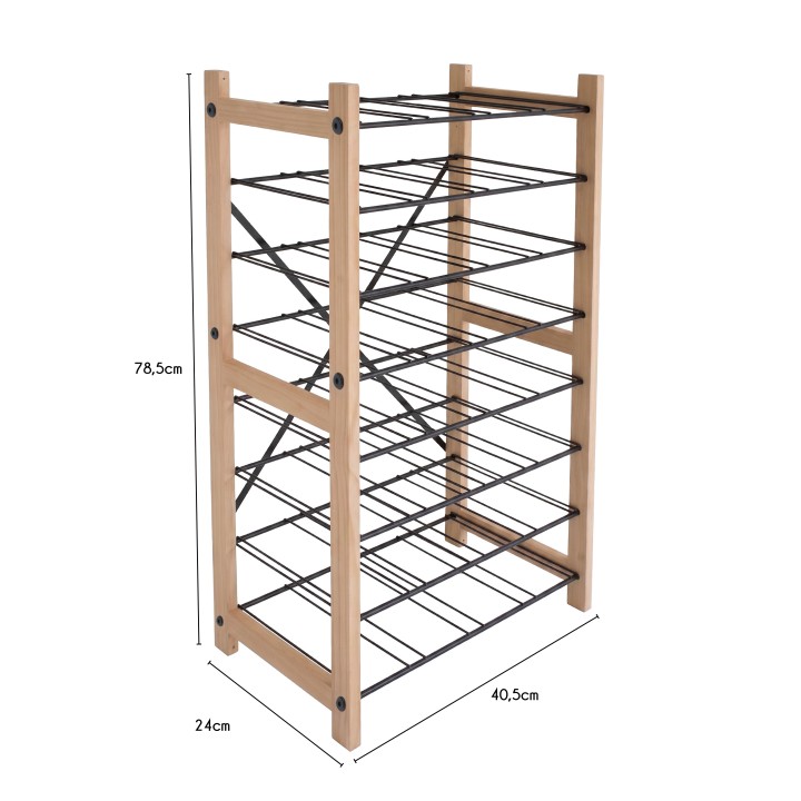 Range-bouteilles en bois et métal