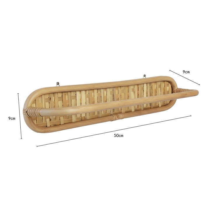 Barre porte-serviette en rotin et en bambou