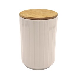 Pot cannelé blanc en céramique