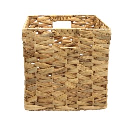 Panier cube ajouré en fibre naturelle