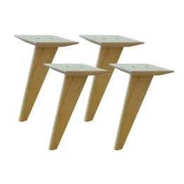 Lot de 4 pieds plats en pin