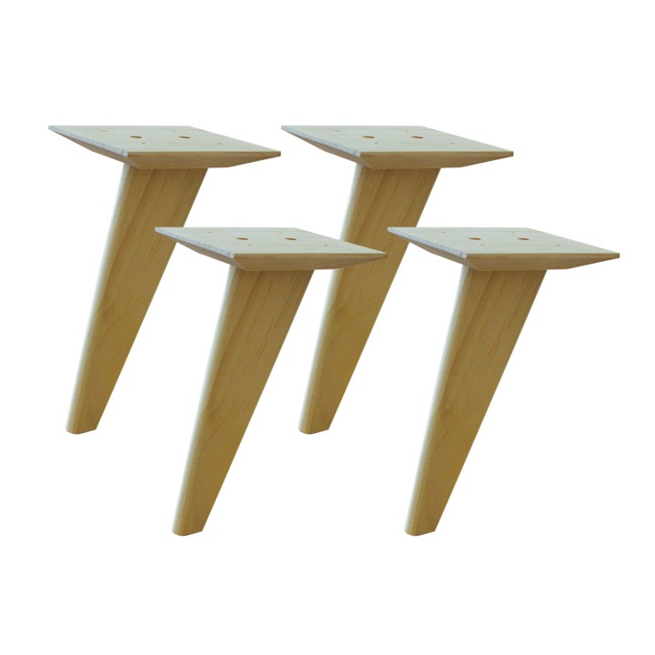 Lot de 4 pieds plats en pin