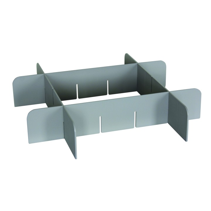 Lot de 4 séparateurs de tiroirs en plastique gris