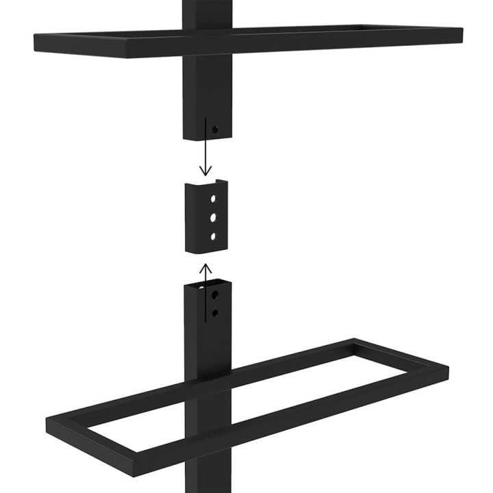 Support mural pour 10 bouteilles de vin - En métal noir - 26,5x10,5x125 cm