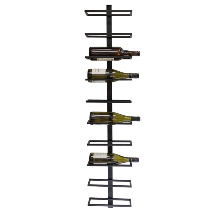 Support mural pour 10 bouteilles de vin - En métal noir - 26,5x10,5x125 cm