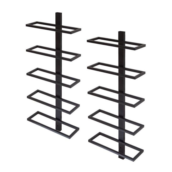 Support mural pour 10 bouteilles de vin - En métal noir - 26,5x10,5x125 cm