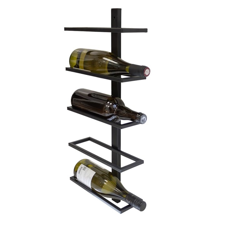Support mural pour 10 bouteilles de vin - En métal noir - 26,5x10,5x125 cm